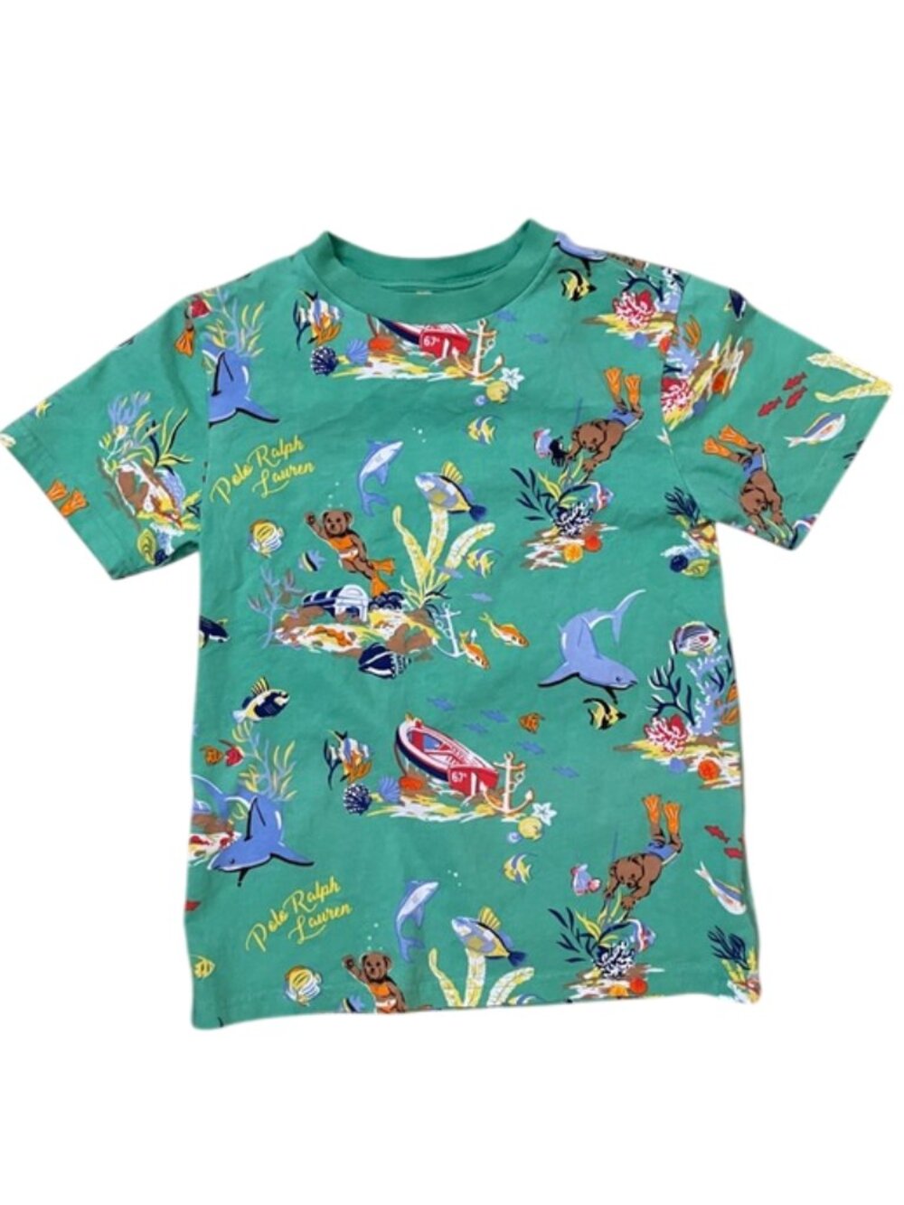 Polo Ralph Lauren Boys Small 8 Polo Bear Scuba Ocean Underwater Print T-Shirt